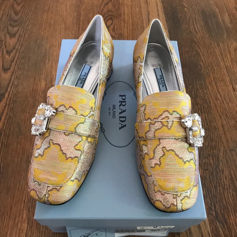 NIB Prada Yellow Jacquard Flats, SZ 37.5